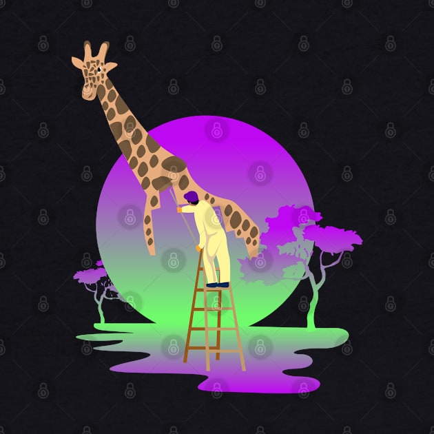 Colouring Giraffe T-shirt Design by RJ-Creative Art